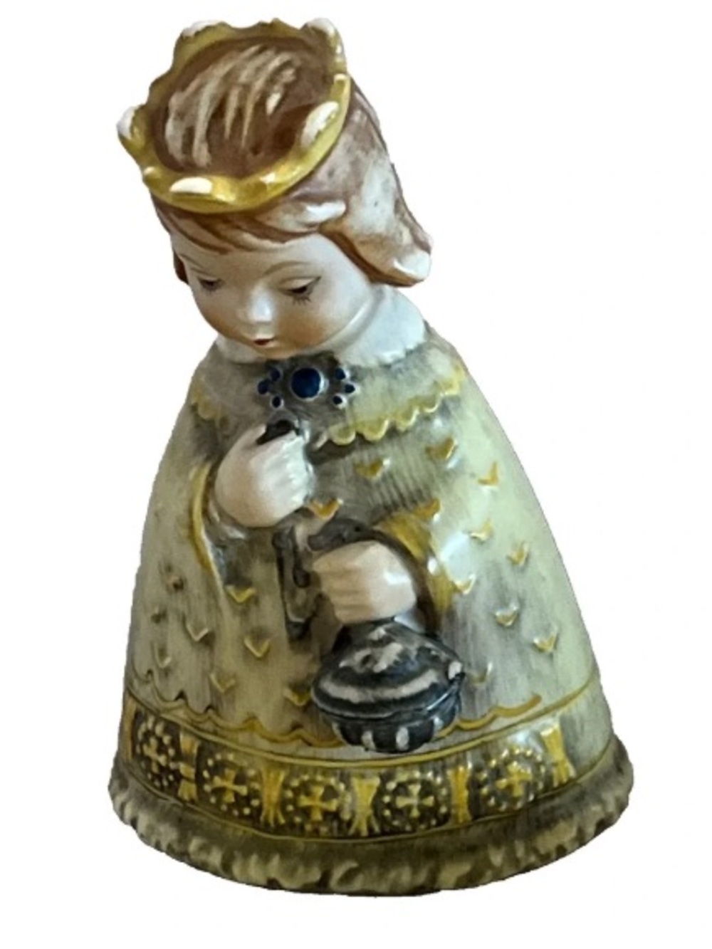 Decorative Ceramic Angel Figurine in Cream and Gold